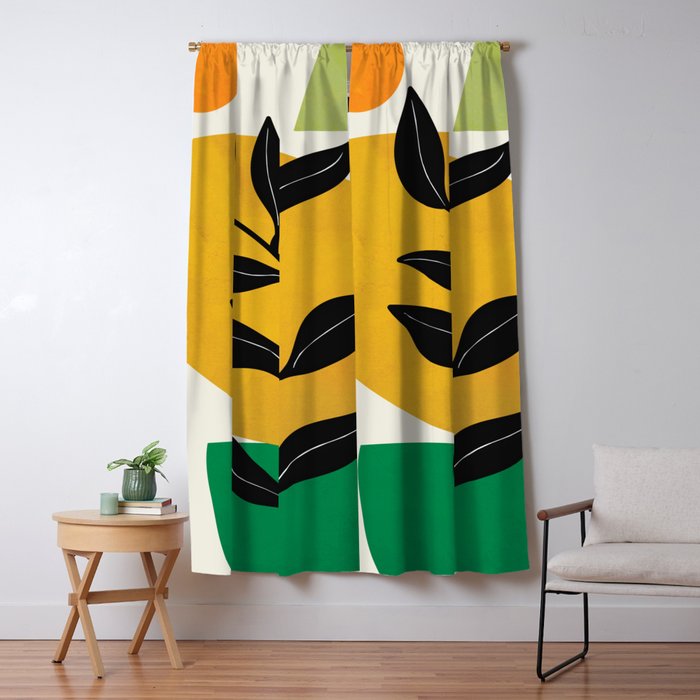 Abstract Organic Shapes and Leaves 2 Window Curtain Gallery Image 5
