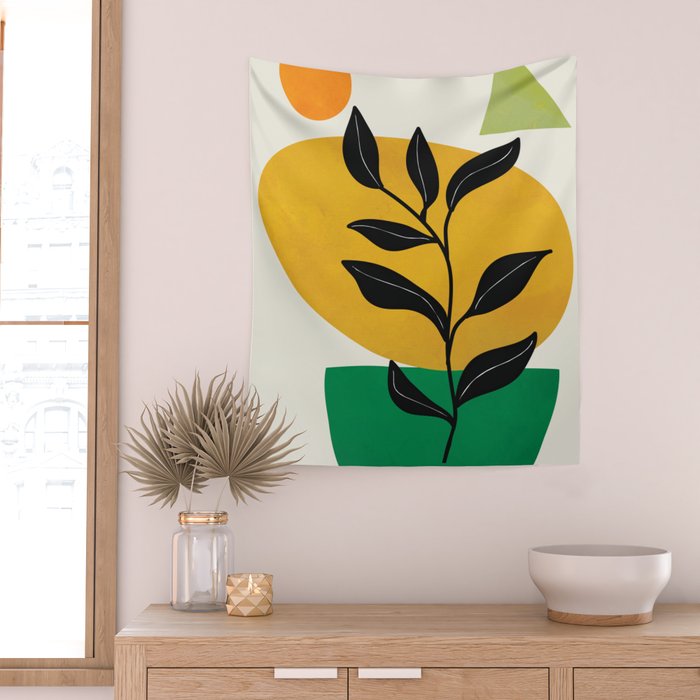 Abstract Organic Shapes and Leaves 2 Wall Tapestry Gallery Image 2