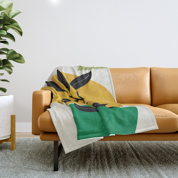 Abstract Organic Shapes and Leaves 2 Throw Blanket Gallery Image 1