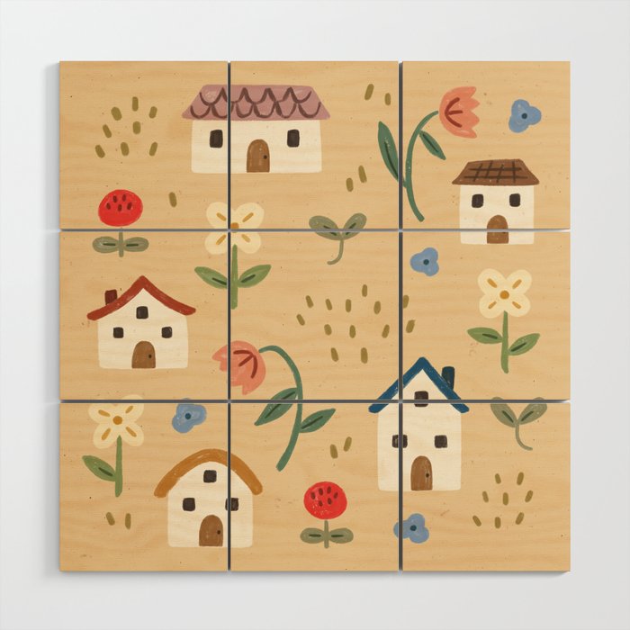 Flower Neighbors Wood Wall Art