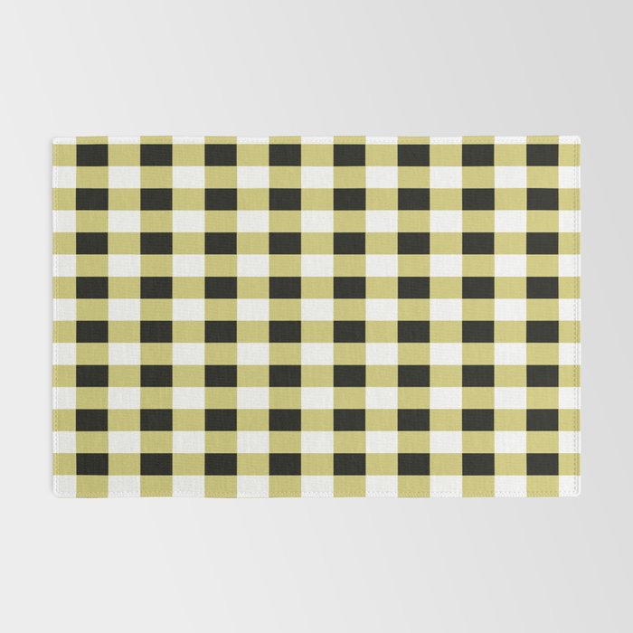 Gingham Large Yellow Black White Rug Gallery Image 2