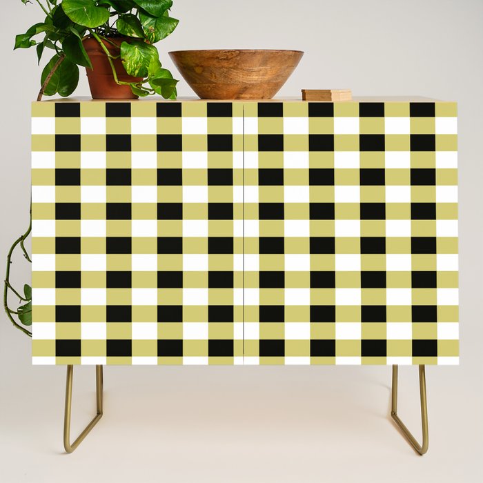 Gingham Large Yellow Black White Credenza Gallery Image 1