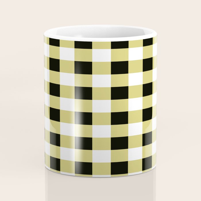 Gingham Large Yellow Black White Coffee Mug Gallery Image 4