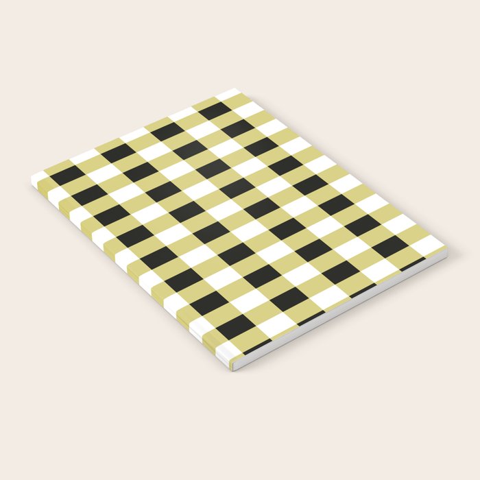 Gingham Large Yellow Black White Notebook Gallery Image 1