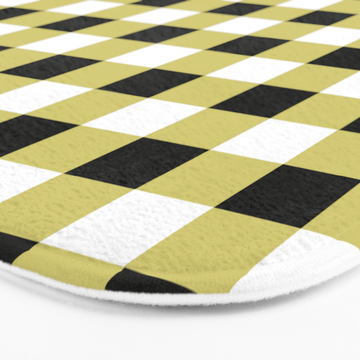 Gingham Large Yellow Black White Bath Mat Gallery Image 3