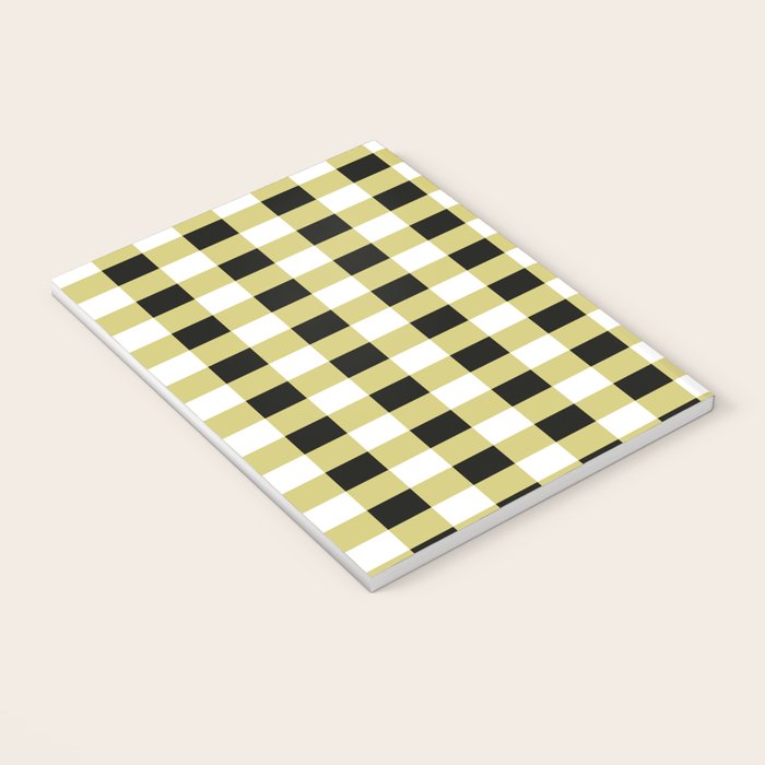 Gingham Large Yellow Black White Notebook Gallery Image 3