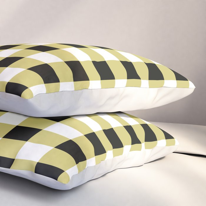 Gingham Large Yellow Black White Pillow Sham Gallery Image 3