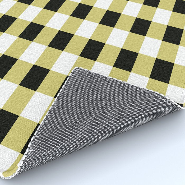 Gingham Large Yellow Black White Rug Gallery Image 4