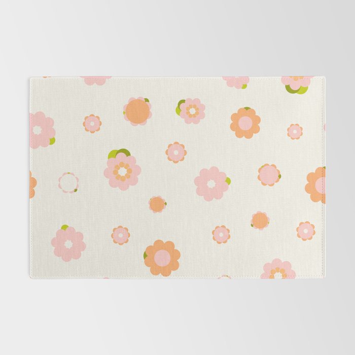 Peach pink and orange flowers pattern Rug Gallery Image 2