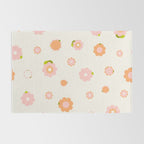 Peach pink and orange flowers pattern Rug Gallery Image 2