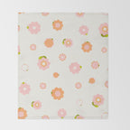 Peach pink and orange flowers pattern Throw Blanket Gallery Image 2