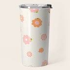 Peach pink and orange flowers pattern Travel Mug Gallery Image 2
