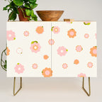 Peach pink and orange flowers pattern Credenza Gallery Image 1