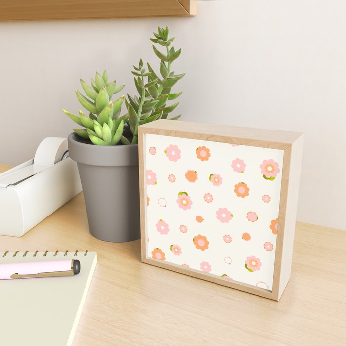 Peach pink and orange flowers pattern Mini Art Print Gallery Image 2