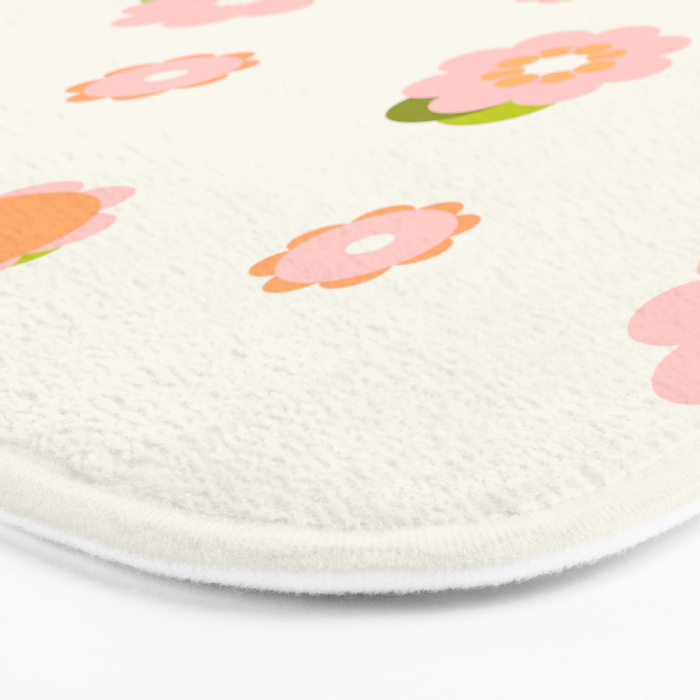 Peach pink and orange flowers pattern Bath Mat Gallery Image 3