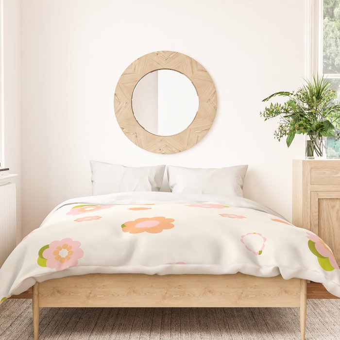 Peach pink and orange flowers pattern Duvet Cover Gallery Image 3