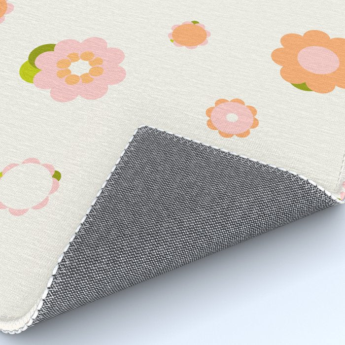 Peach pink and orange flowers pattern Rug Gallery Image 4