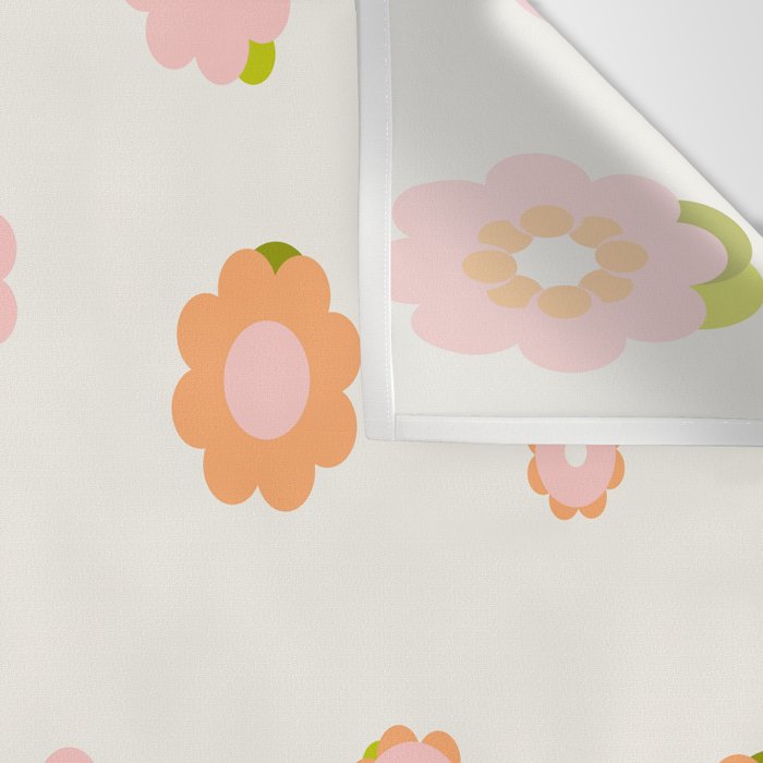 Peach pink and orange flowers pattern Wall Tapestry Gallery Image 3