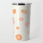 Peach pink and orange flowers pattern Travel Mug Gallery Image 1
