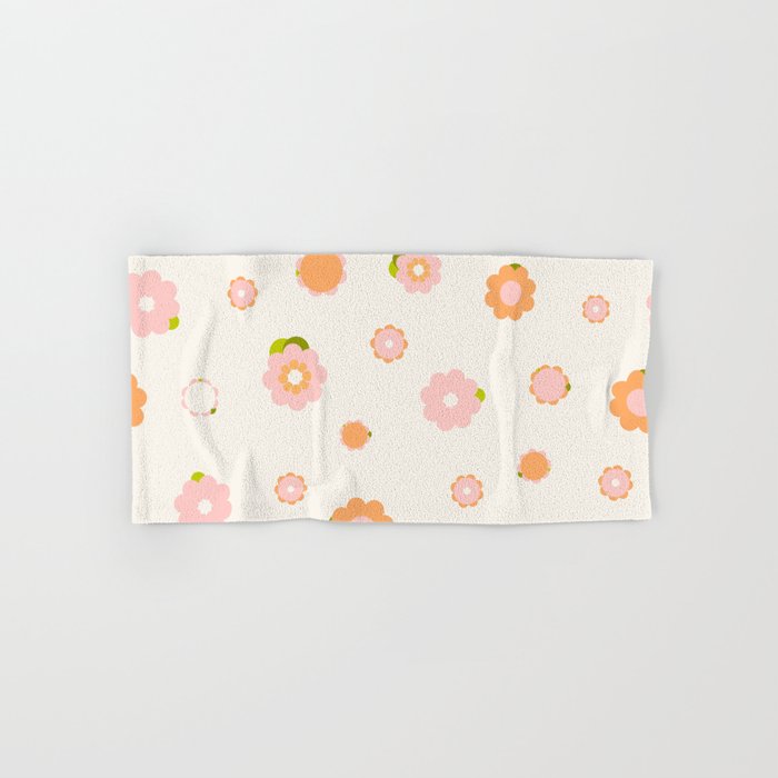 Peach pink and orange flowers pattern Bath Towel Gallery Image 1