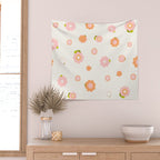 Peach pink and orange flowers pattern Wall Tapestry Gallery Image 2