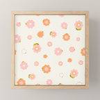 Peach pink and orange flowers pattern Mini Art Print Gallery Image 1