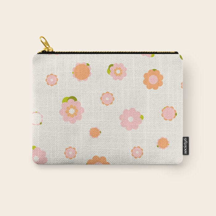 Peach pink and orange flowers pattern Carry All Pouch Gallery Image 1