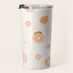 Peach pink and orange flowers pattern Travel Mug Gallery Image 3