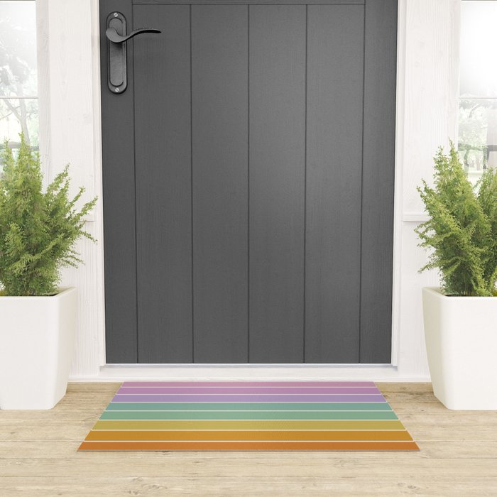Gradient Arch XV Tropical Mid Century Modern Rainbow Welcome Mat Gallery Image 3