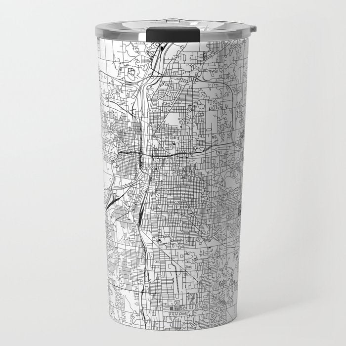 Grand Rapids White Map Travel Mug Gallery Image 1