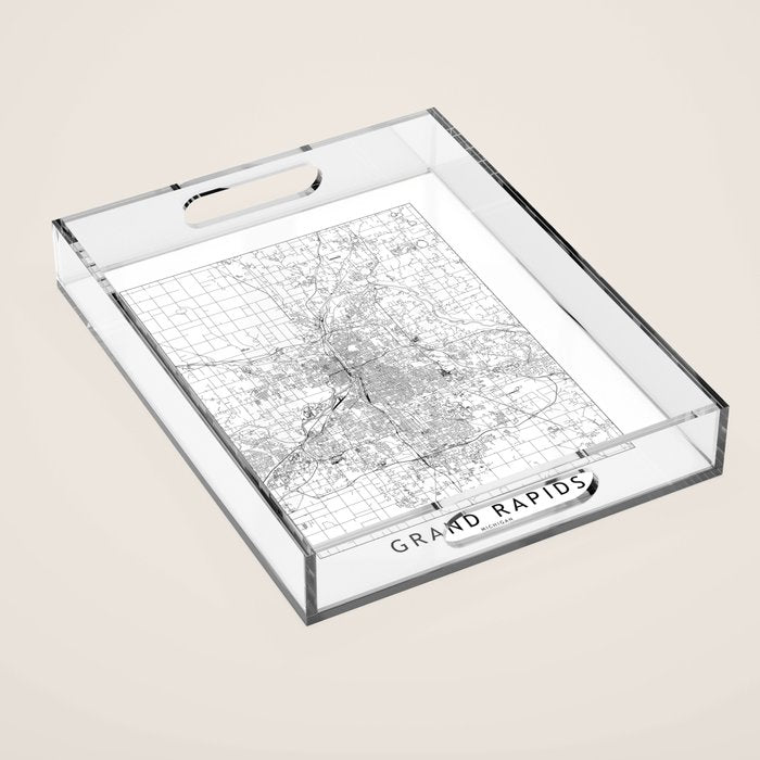 Grand Rapids White Map Acrylic Tray Gallery Image 1