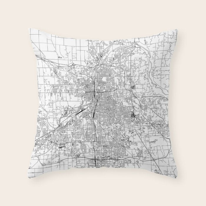 Grand Rapids White Map Throw Pillow Gallery Image 6