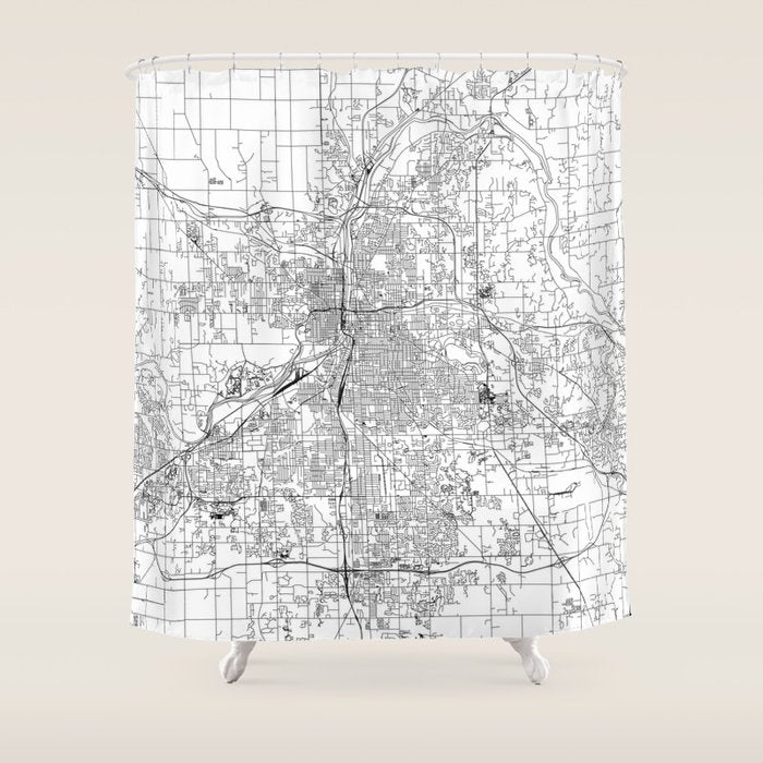 Grand Rapids White Map Shower Curtain Gallery Image 1