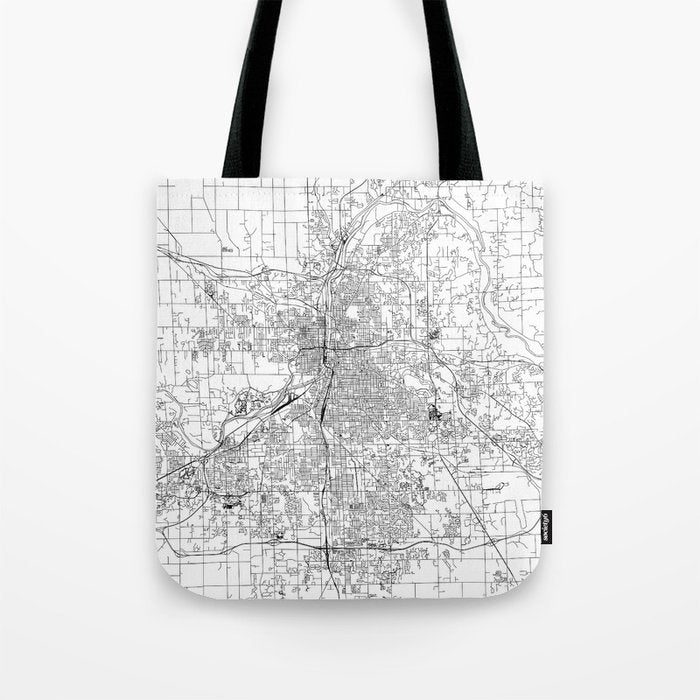 Grand Rapids White Map Tote Bag Gallery Image 1
