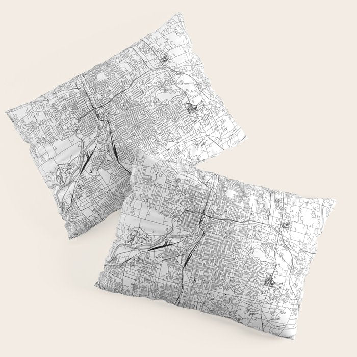 Grand Rapids White Map Pillow Sham Gallery Image 1