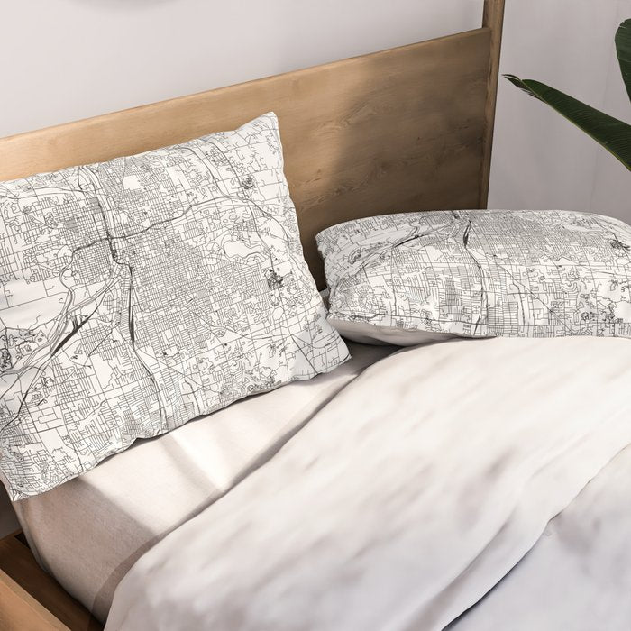 Grand Rapids White Map Pillow Sham Gallery Image 2