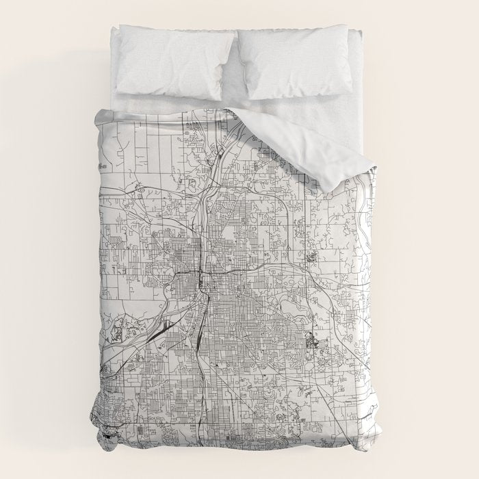 Grand Rapids White Map Duvet Cover Gallery Image 1