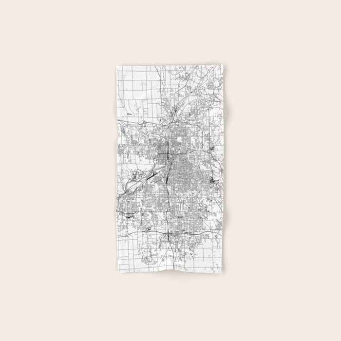 Grand Rapids White Map Bath Towel Gallery Image 1