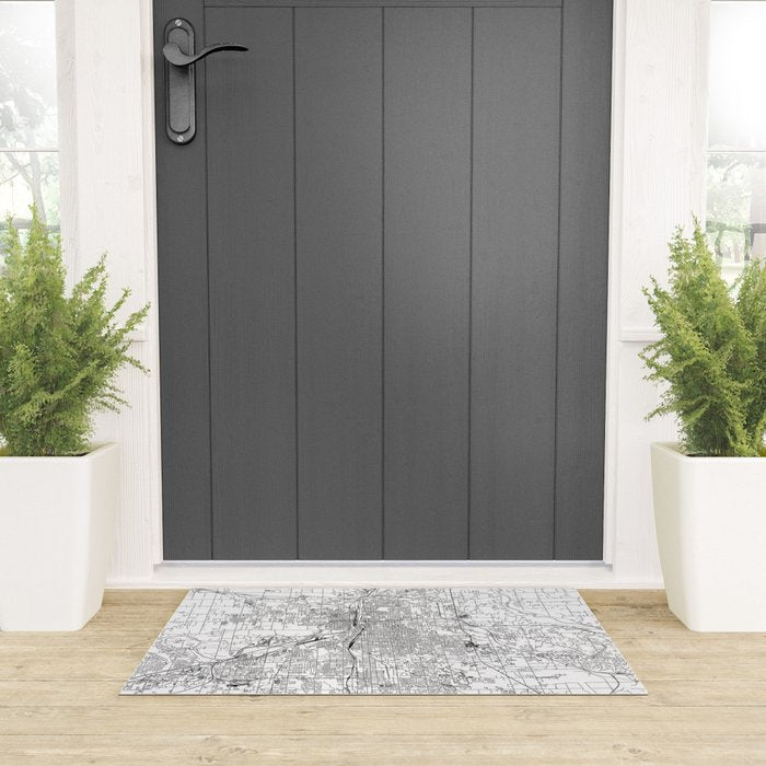 Grand Rapids White Map Welcome Mat Gallery Image 3