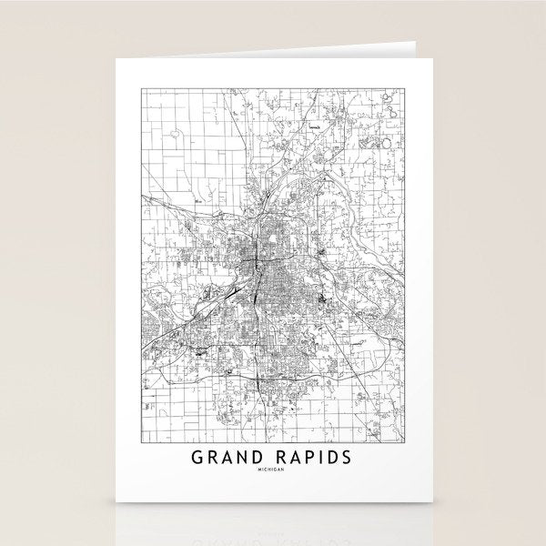 Grand Rapids White Map Stationery Card Gallery Image 2