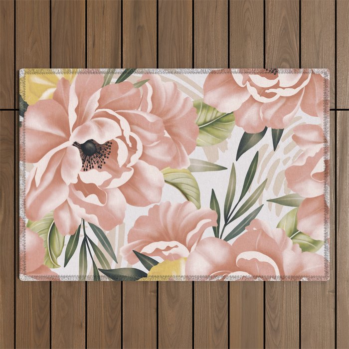 Big pink bouquet flowers S Outdoor Rug Gallery Image 1