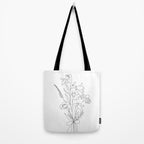 Small Wildflowers Minimalist Line Art Tote Bag Gallery Image 2