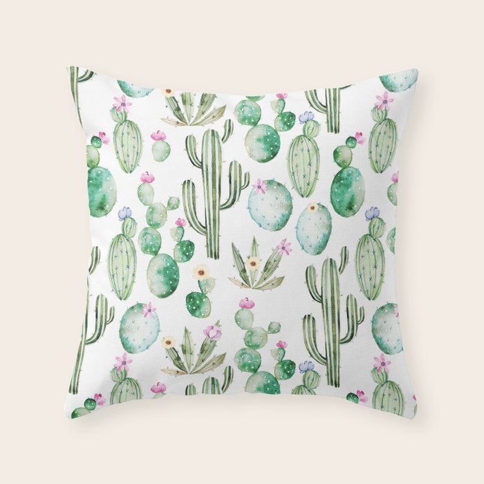 Cactus Summer Garden Throw Pillow Gallery Image 6