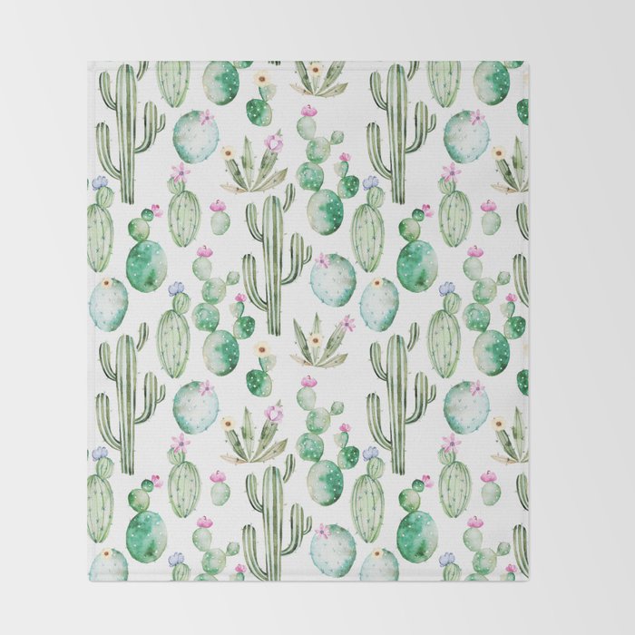 Cactus Summer Garden Throw Blanket Gallery Image 2