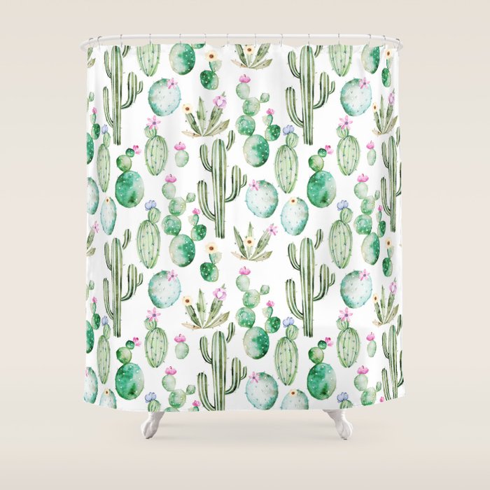 Cactus Summer Garden Shower Curtain Gallery Image 1