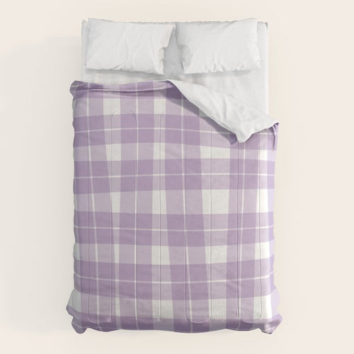 Wavy Plaid Lilac White Comforter