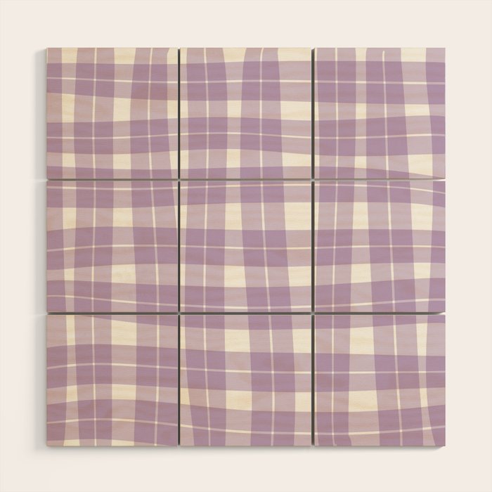 Wavy Plaid Lilac White Wood Wall Art Gallery Image 1