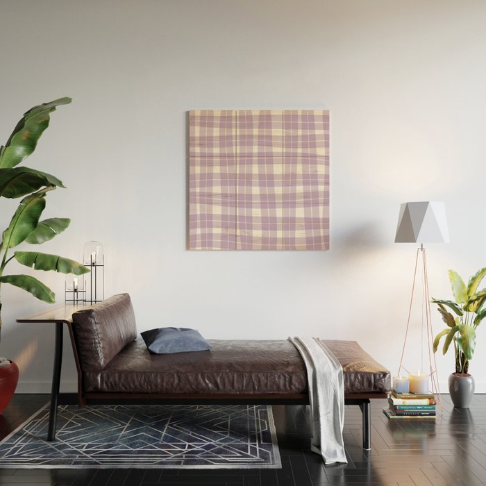 Wavy Plaid Lilac White Wood Wall Art Gallery Image 2