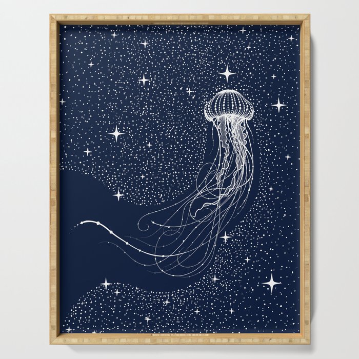 starry jellyfish Serving Tray Gallery Image 1
