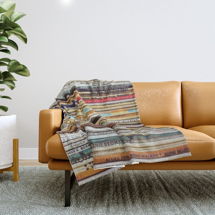 old vinyl records Throw Blanket Gallery Image 1